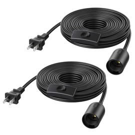 Cable Matters 2-Pack Hanging Light Cord with Switch - 25ft, Pendant Light Cord with Plug, Black