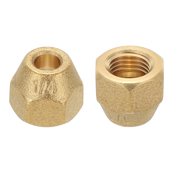 PATIKIL 1/4" Brass Flare Nut, 4Pcs 45 Degree SAE Union