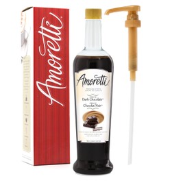 Amoretti - Premium Crema di™ Chocolate Syrup, 94 Servings Per Bottle (750 ml), with Pump for Flavoring Coffees, Cocktails, and other Beverages, Gluten Free, GMO/GEO Free, Preservative Free