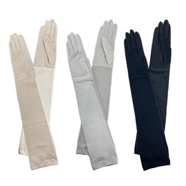 Milieu W6910-06 Women's UV Gloves, Long Length, 100% Cotton, Arm Cover, UV Protection, gray