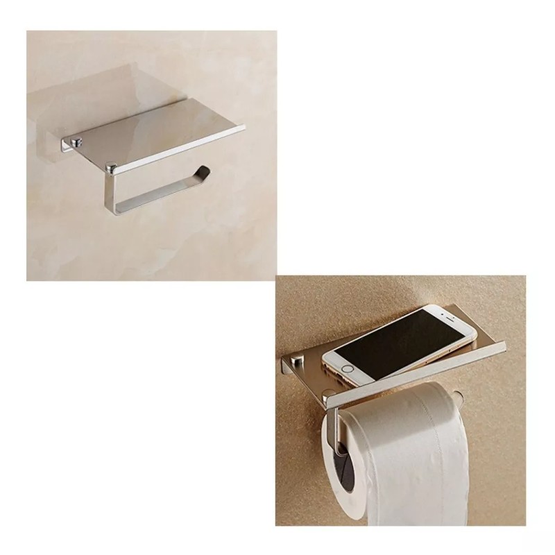 ArgenMex Porta-rollo De Rollos Sanitarios Acero Inoxidable Con Repisa