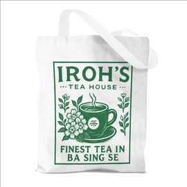 Anime Stuff, Uncle Iroh Jasmine Dragon Tea Tote Bag, Green Teacup Pattern Large Capacity Reusable Tote Bags with Handles, Portable Travel Beach Canvas Bags, Anime Gifts for Women Bestie Friends