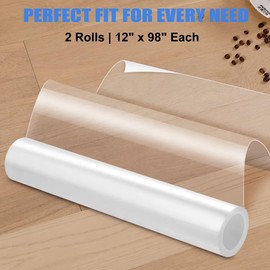 Cat Scratch Furniture Protector, Cat Couch Protector from Cat Claws, Clear Anti-Cat Scratch Tape for Furniture, Sofa, Carpet & Door, Cat Furniture Protector for Pet & Kid Safe Use, 2 Rolls, 12" x 98"