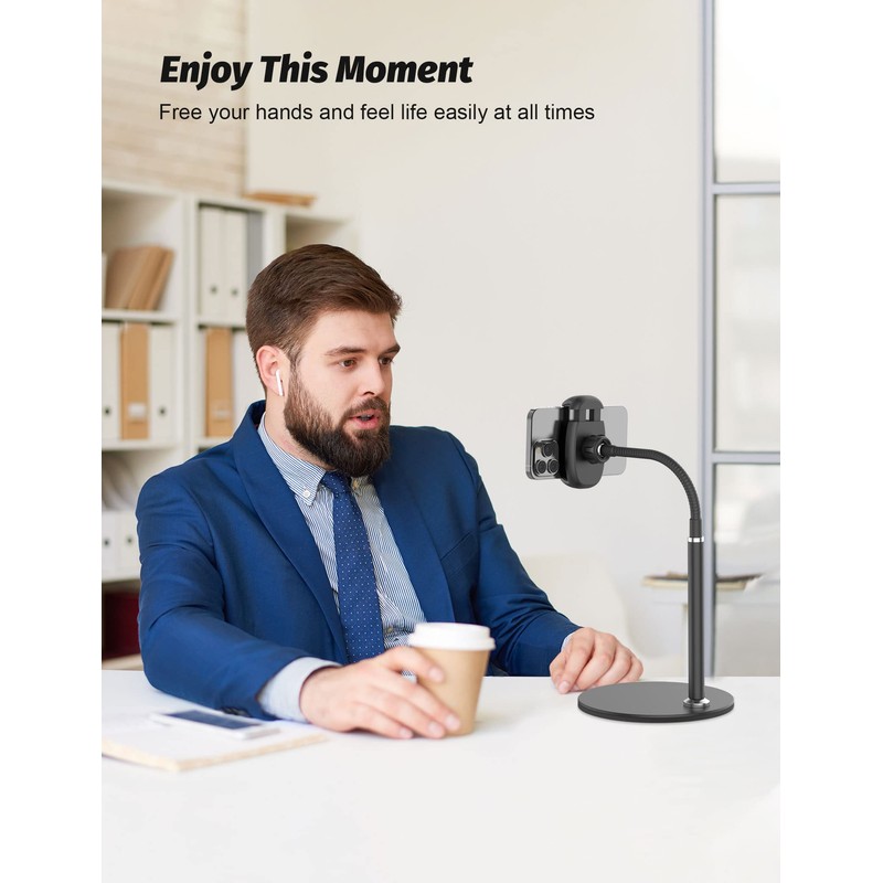 Cell Phone Stand, Adjustable Height & Angle Gooseneck Stand for