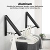 Retractable Clothes Rack Black Foldable Design Aluminium Wall Mounted Clothes