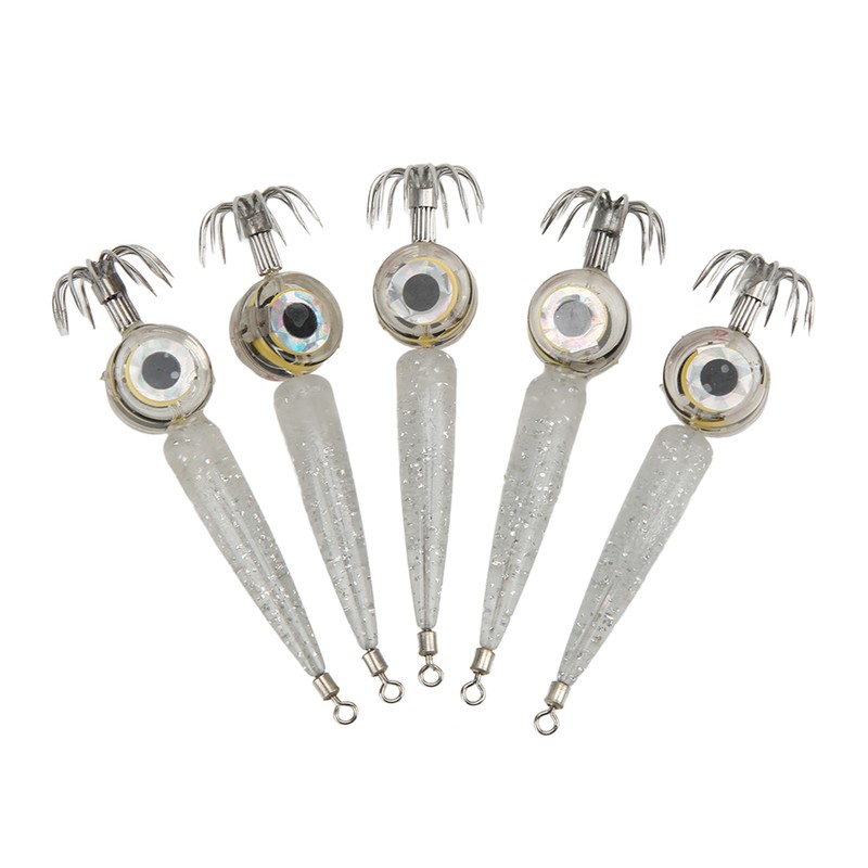 5pcs LED Octopus Hook Strong Penetration High Carbon Steel Electronic