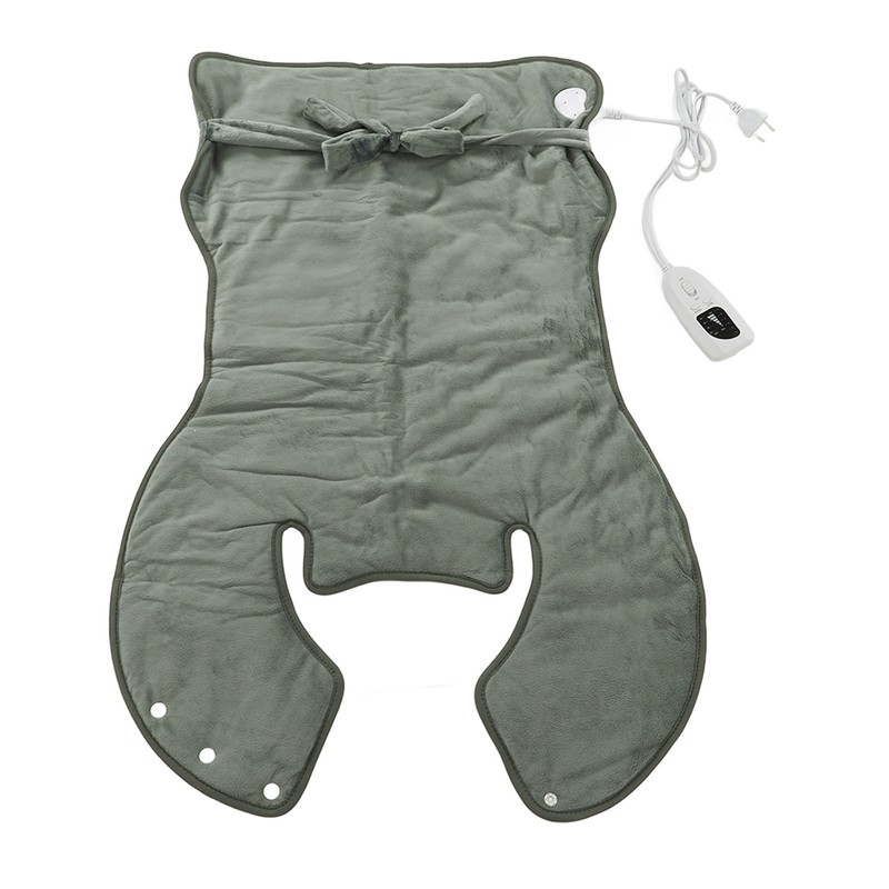 Back Heating Pad Dark Grey Soft Plush Hands Free Design