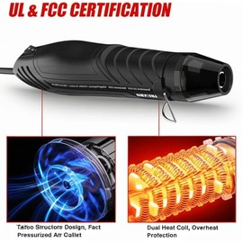 Mini Heat Gun, 2-Temp Settings 482℉ & 662℉（250℃& 350℃), 6.6FT Long Cable Fast Heat Hot Air Gun Tool with Reflector Nozzle, Overload Protection for Crafting (Mini Heat Gun)