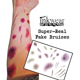 Realistic Fake Bruise & Scratch Tattoos – Professional-Quality Temporary Injury FX | Used in Film, TV & Theatre | 2 A5 Sheets