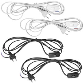 4 Pieces Cable with Switch, 3 m Connection Cable with Plug, Lamp Cable with Switch and Plug for Lamps, Table Lamps, Floor Lamps (White + Black)