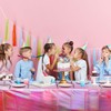 1 Pack Iridescent Pink Plastic Tablecloths, FunnyPars Shiny Disposable Laser