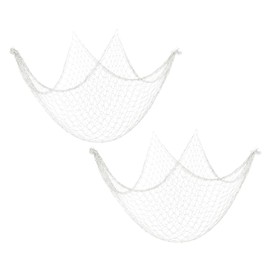 PATIKIL 79 x 59 Inch Decorative Fish Net, 2 Pack Natural Cotton Fishing Net Wall Hangings Decoration for Wedding Ocean Them Party Sea Shells, Cream