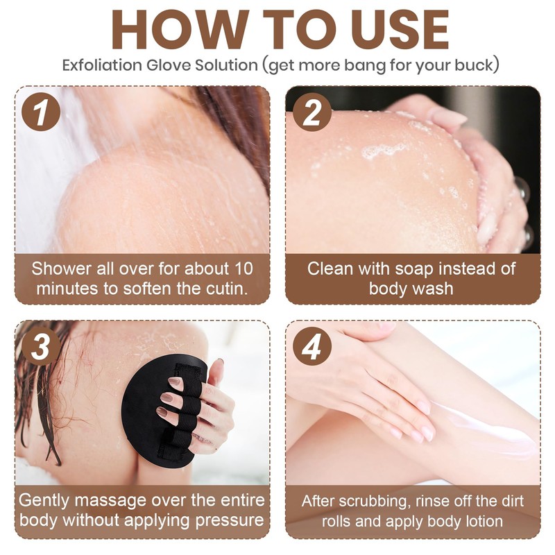 DC,CLISENCE 4 Pcs Round Exfoliating Gloves, Silicone Exfoliating Mitt, Dead