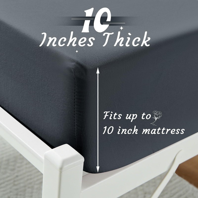 VACVELT Cot Fitted Sheet, 31 x 75 Inch Charcoal Black