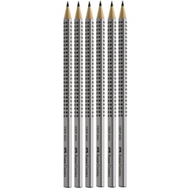 Faber-Castell Grip 2001 Pencils Economy Pack of 6 (Silver B)