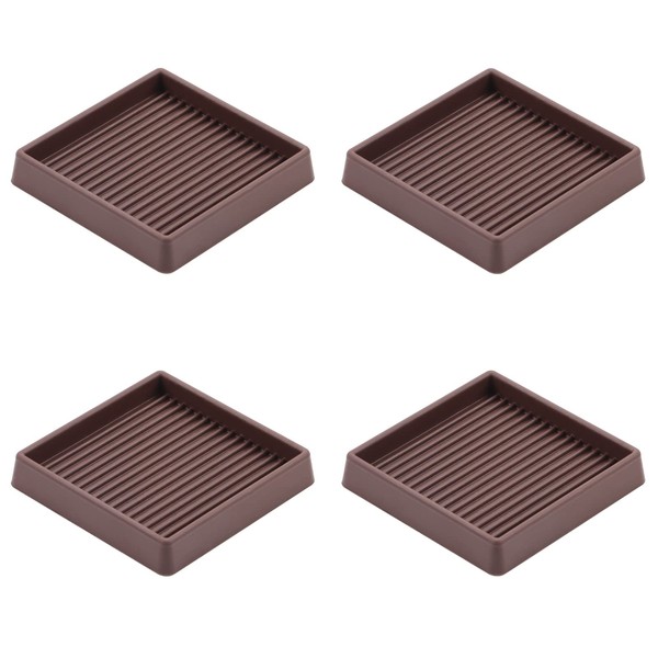 VOCOMO 3X3 Rubber Caster Cups, Non Slip Furniture Pads, Anti-Slip Gripper, Anti Skid Furniture Feet, Anti Slide Floor Protector for Bed Couch Stoppers (Brown, 4 Pack)