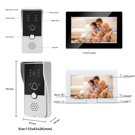Toolzia 7 Inch Video Intercom System - Wired Doorphone with Camera and Monitor, Video Doorbell Kit for Home Villa Apartment