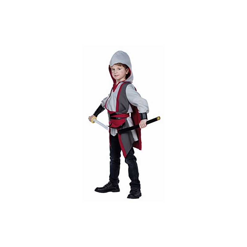 Childrens Costume Warrior Artus Junior Robe Gray Assassin Carnival (140)
