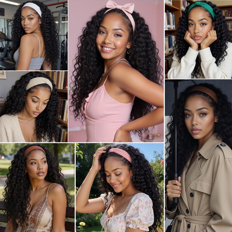 Curly Headband Wig - Deep Wave & Water Wave Headband