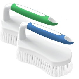 Scrub Brushes for Cleaning 2-Pack (Blue+Green) – Floor Scrub Brush, Sink Scrub Brush, Bathroom Scrubber, Shower Scrubber, Bathtub Scrubber and Tub Scrubber with Comfort Grip Handle