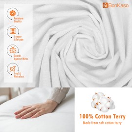 Bonkaso Premium Cotton Terry Mattress Protector – Queen Size (80" L x 60" W), 200 GSM, 100% Waterproof, Breathable Fitted Style, Fits 6" to 14" inches Mattresses with Stretchable Pockets