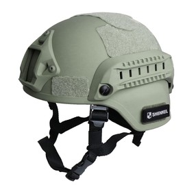SHENKEL MICH 2000 PJ Type Tactical Helmet, Side Rails, NVG Mount (Gray), Survival Game Patch Included, Tactical Helmet