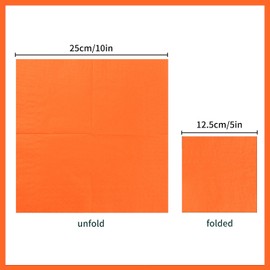 BEFORYOU 100 Pack Cocktail Napkin 2-Ply Dessert Napkins Folded 5 x 5 Inches Disposable Napkins for Dinner Wedding Birthday Party Bridal Anniversary Reception Event (100, Orange)