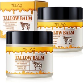 2 Jars Beef Tallow Face Cream Skin Care, Face Moisturizer Tallow and Honey Balm Face Body Butter for Very Dry Skin, Hydrating Serum All Purpose Tallow Balm for All Body Hydration, 60g/2fl oz (2pcs)