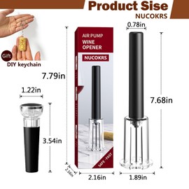 Air Pressure Wine Bottle Opener and Vacuum Stopper 2 Pieces Set - NUCOKRS Pump Corkscrew, Effortlessly Opens Bottles in 3-7 Pumps, No Electricity, Easy to Use, Gift for Wine Lovers