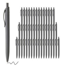 deegtran Pens Bulk, 50 Pack No Bleed Grey Barrel Black Ink Click Pens, Wholesale Retractable Ballpoint Pens, Pen Medium Point, Smooth black Ink Pen, 1.0MM