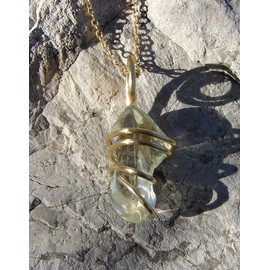 PRASIOLITE POWERFUL GORGEOUS GREEN AURA CRYSTAL PENDANT MERLIN'S GOLD #2