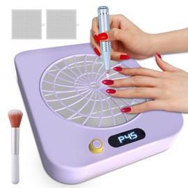 Nail Dust Collector Nail Tech - Vacuum Fan Dust Collector with 2 Reusable Filters & 1 Cleaning Brush, HPro Powerful Suction Machine Manicure Pedicure Tool for Acrylic Nail Polishing, NailSalon, Home