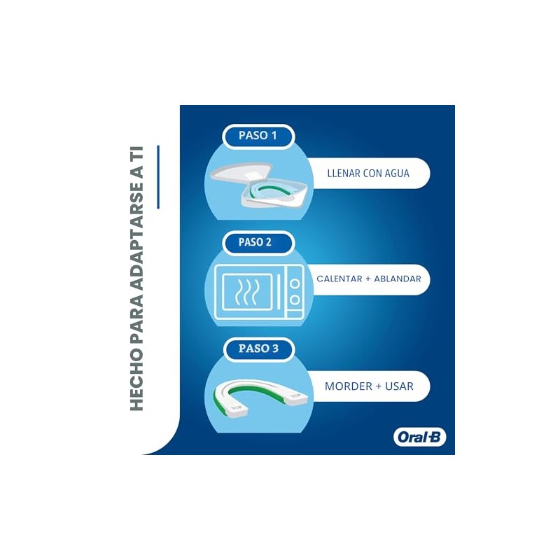 Protector dental nocturno Oral-B con reborde. Ajuste delgado profesional. Talla