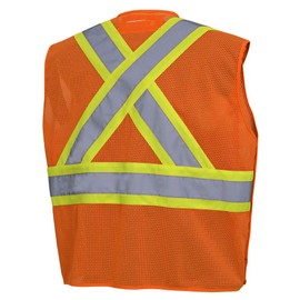 Pioneer V102195A-L/XL Hi-Viz Drop Shoulder Safety Vest with Snaps, Hi-Viz Orange, L/XL