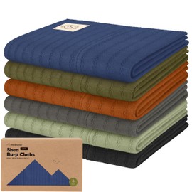 KeaBabies Organic Cotton Burp Cloths Baby Girl, Boy - 6-Pack Large Burping Clothes for Babies, Spit Up Rags, Super Soft & Absorbent Newborn Wash Towels, Gender Neutral, Non-Shrink (Stria, Basic)