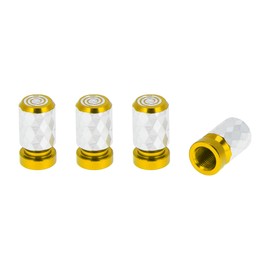 RATCHROLL 4 Pcs Tire Valve Stem Caps Decorative 7x22mm Tyre Valve Dust Covers Diamond Pattern Gold Tone Aluminum Alloy