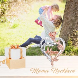 SIMONLY Mama Necklace with CZ 925 Sterling Silver Mom Necklace Mothers Jewelry Mother's Day Christmas Birthday Gifts for Women Moms