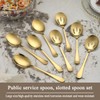 Gold Serving Spoons 8 Pieces, ReaNea Stainless Steel Serving Utensils