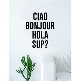 Ciao Bonjour Hola Sup Quote Wall Decal Sticker Room Art Vinyl Funny Hello Languages Inspirational Travel