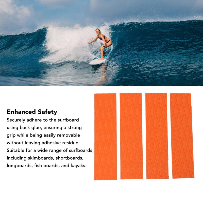 4Pcs Surfboard Traction Pads, Anti Slip, Wear and Pressure, for
