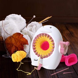 Oumij1 Hand Crank Knitting Machine - 22 Needles Hand Knitted, Scarf and Hat - Hand-Woven Knitting Machine Kit Toy - Kid DIY Sewing Tool - Educational Toy (White)