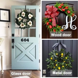 LBSUN Wreath Hanger, Adjustable Over The Door Wreath Hanger from 14.9 to 25 Inches & Wreath Holder & Wreath Door Hanger for Front Door Decor 20 lbs Larger Christmas Decorations Hook (Black)