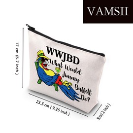 VAMSII Jimmy Fans Gift WWJBD What Would Jimmy Do Makeup Bag Parrot Lover Gift, WWJBD