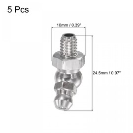 uxcell 201 Stainless Steel 45 Degree Grease Fitting M6 x 1mm Thread Hydraulic Grease Fitting Accessories, 5Pcs
