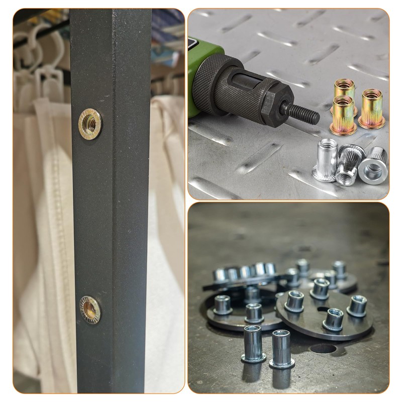 sourcing map 80Pcs Rivet Nuts Flat Head, M8-1.25 Carbon Steel