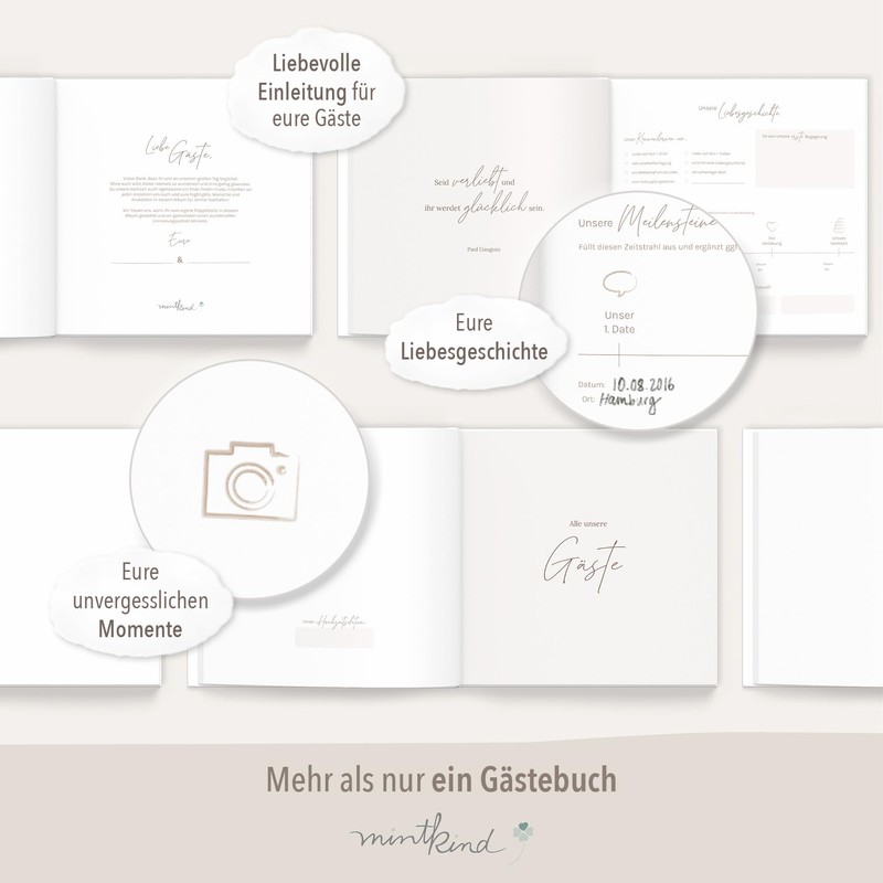 mintkind® Guest Book Wedding Sage - Wedding Book, 84 Pages