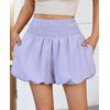 Fisoew Womens High Waisted Bubble Shorts Smocked Elastic Going Out