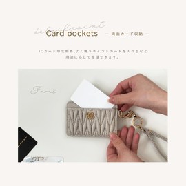 Giselle Pass Case with Reel, Commuter Holder, Double-Sided IC Card, Quilted, Employee ID, High-End Look, Card Case, Otaku Activity, Commuting, School, Women's, Pink