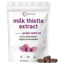 Micro Ingredients Milk Thistle Supplement | 360 Softgels with Grape Seed Oil | Highly Bioavailable Extract | Contains Active Silymarin + Antioxidants