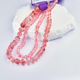 1 Strand Semi Precious Stone Beads, 8mm, Natural Gemstone Beads, Ideal for Jewelry Making and Craft Projects (Watermelon Red Tourmaline)